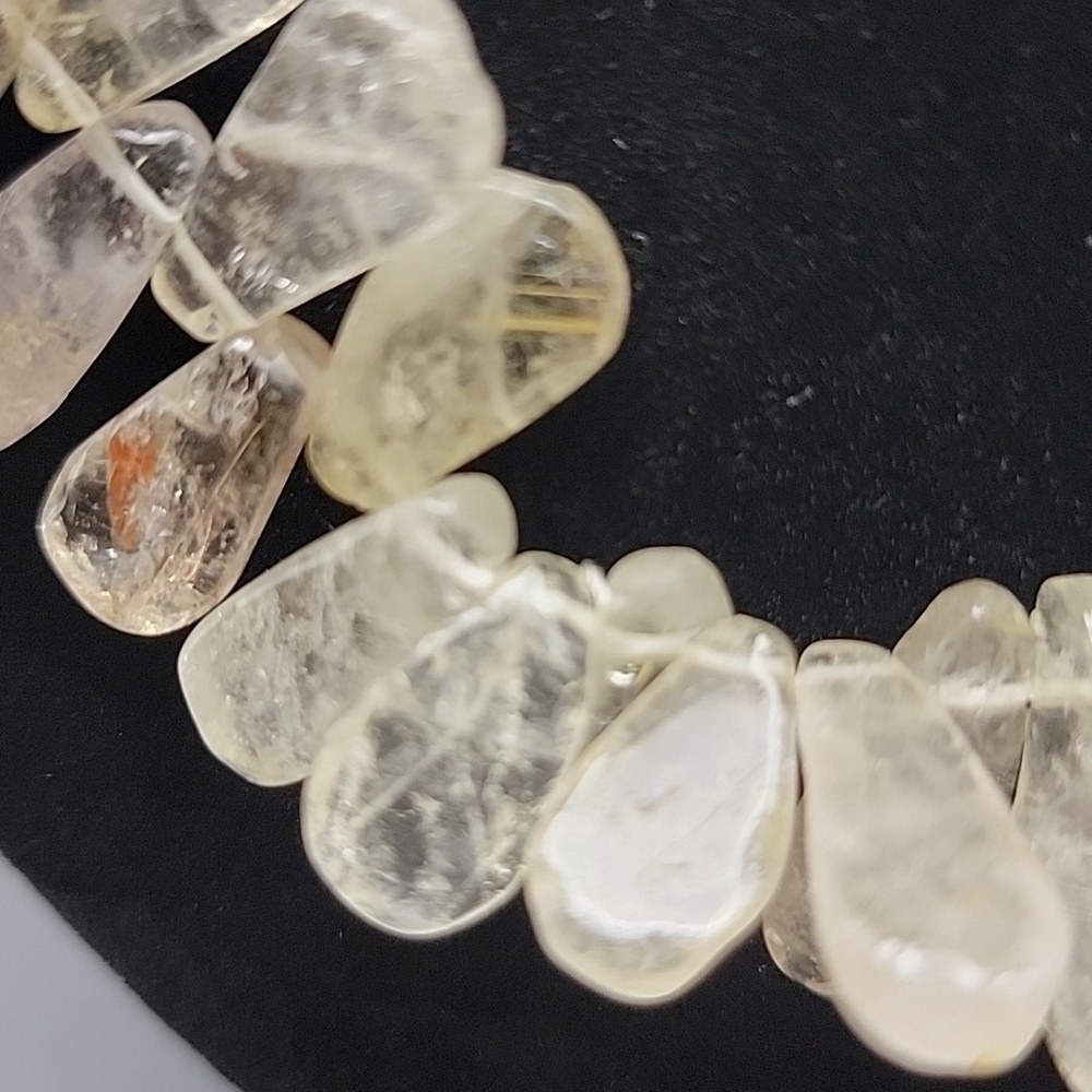 Golden Rutile Quartz 20" Handmade Tear Drop Necklace 570 Cts Beaded Gemstone - Picture 4 of 8